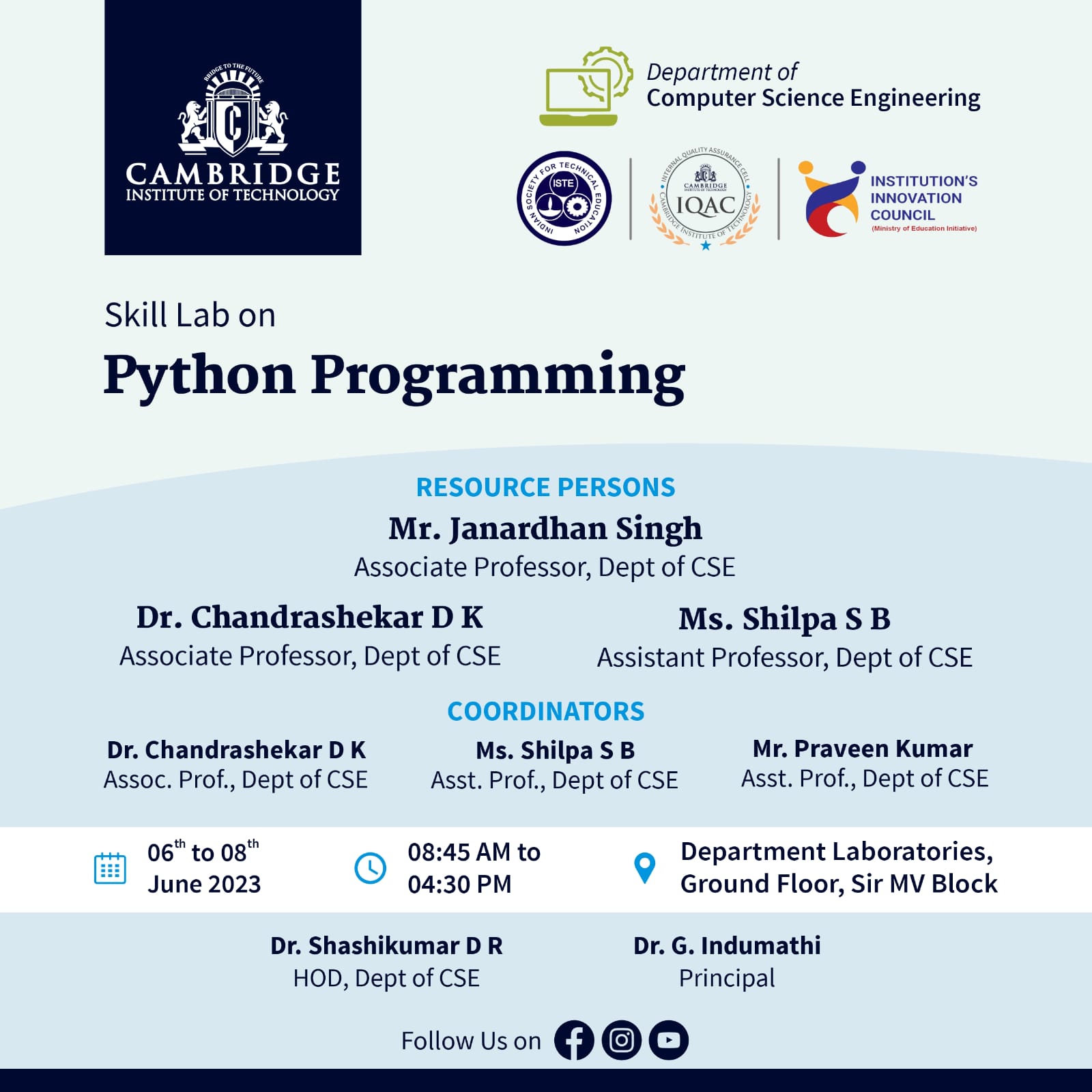 Skill Lab On Python Programming Cambridge Group Of Institutions